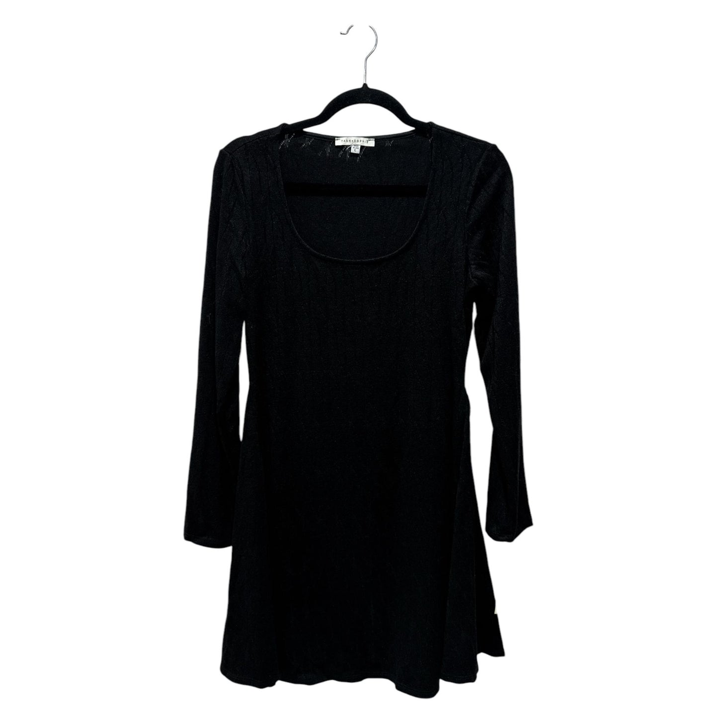Tash + Sophie Black Long Sleeve Scoop Neck Knit Dress L Made In USA