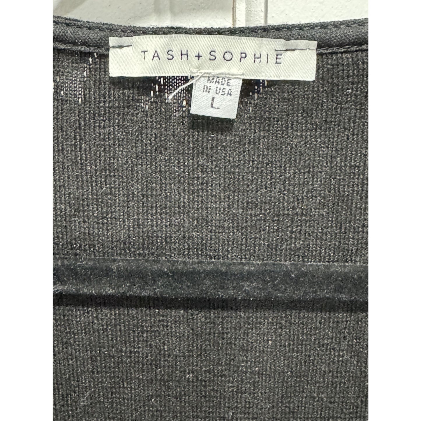 Tash + Sophie Black Long Sleeve Scoop Neck Knit Dress L Made In USA