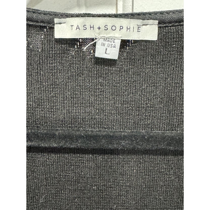 Tash + Sophie Black Long Sleeve Scoop Neck Knit Dress L Made In USA