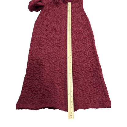 Astr The Label - Burgundy Textured Knit Knot Front Off the Shoulder Long Sleeve Midi Dress Size M