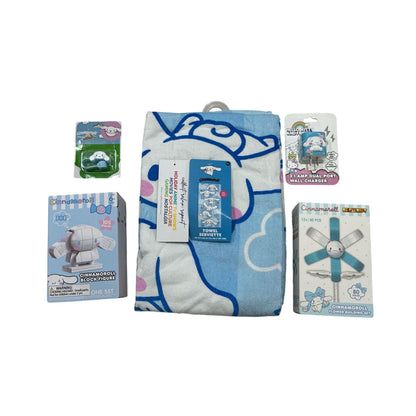 Sanrio Cinnamoroll Gift Set With Towel Block Figure Flower Building Set & Dual Port Wall Charger