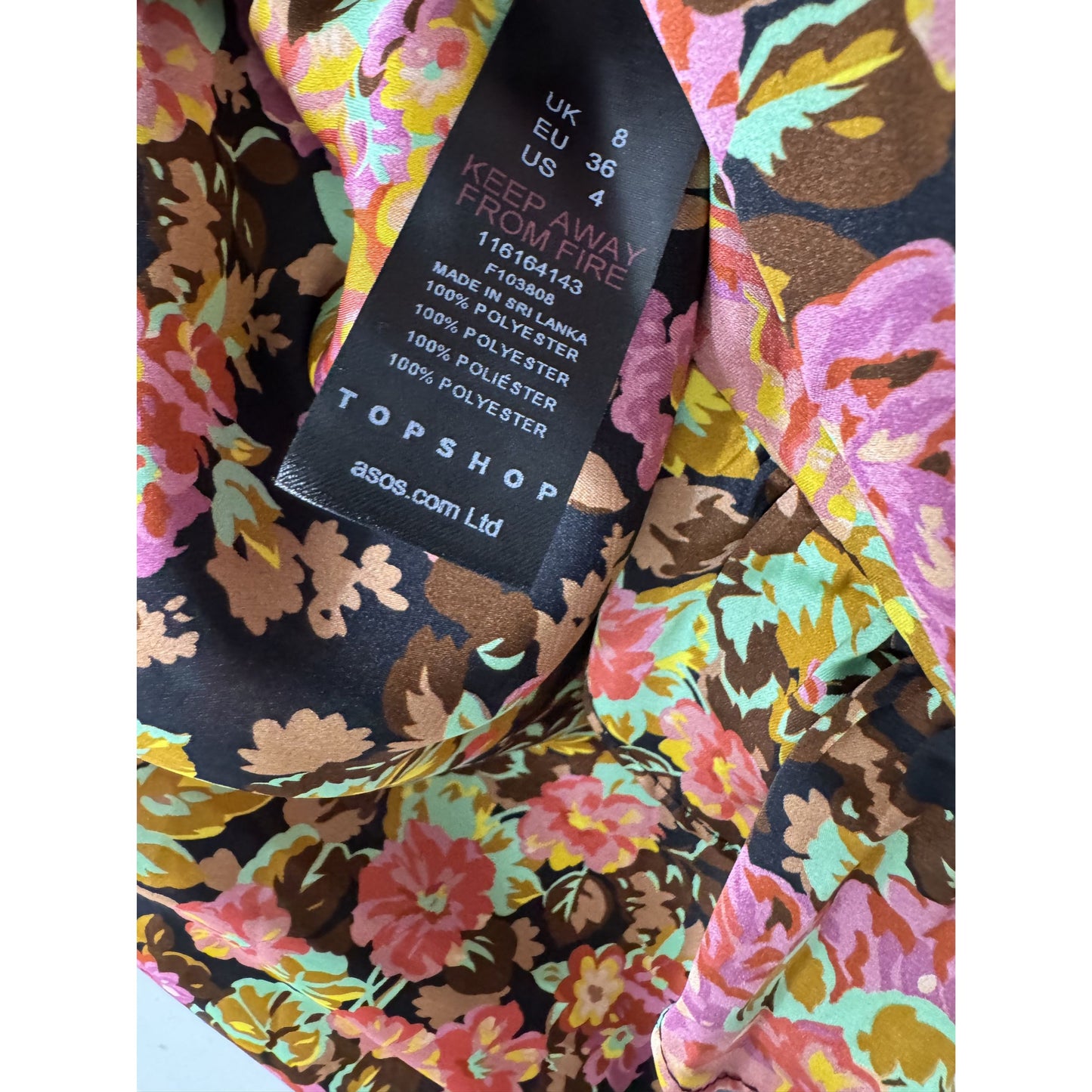 Topshop Floral Wrap Dress With Ruffle Hem & Smocked Sleeves Size US 4