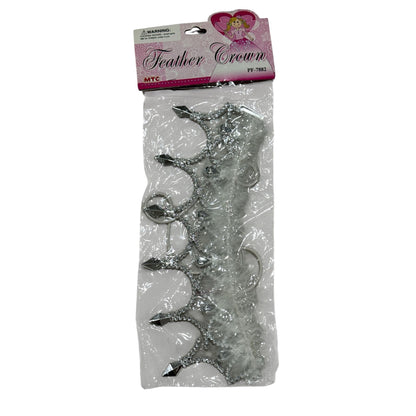 Feather Crown (Set Of 4) 3 Silver & 1 Silver With Purple  Dress-Up Accessories For Kids