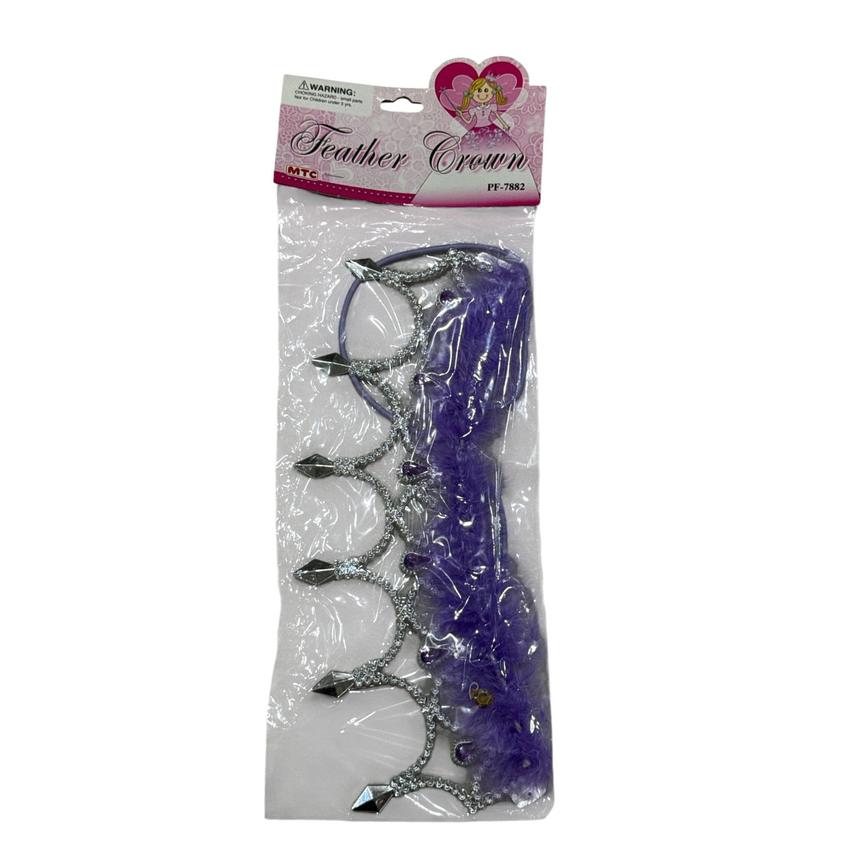 Feather Crown (Set Of 4) 3 Silver & 1 Silver With Purple  Dress-Up Accessories For Kids