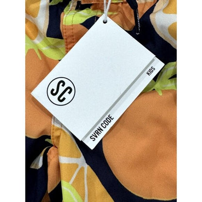 SVRN Code Kids Orange & Navy Swim Shorts With Citrus Print Size 2T