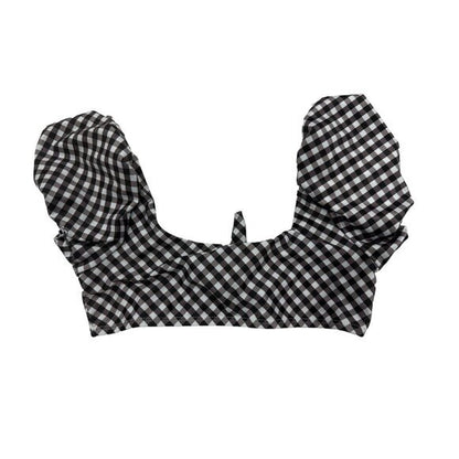 Raisins Girls Black & White Gingham Puff Sleeve Bikini Top Size 8 Swimwear