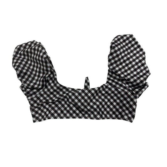 Raisins Girls Black & White Gingham Puff Sleeve Bikini Top Size 8 Swimwear