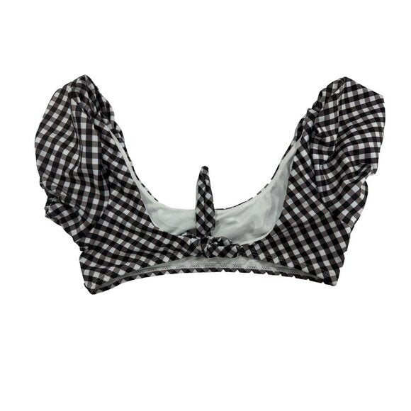 Raisins Girls Black & White Gingham Puff Sleeve Bikini Top Size 8 Swimwear