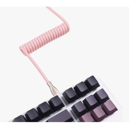 GameStop Coiled USB-C to USB-A Cable 6ft Black & Pink for Charging/Data Transfer
