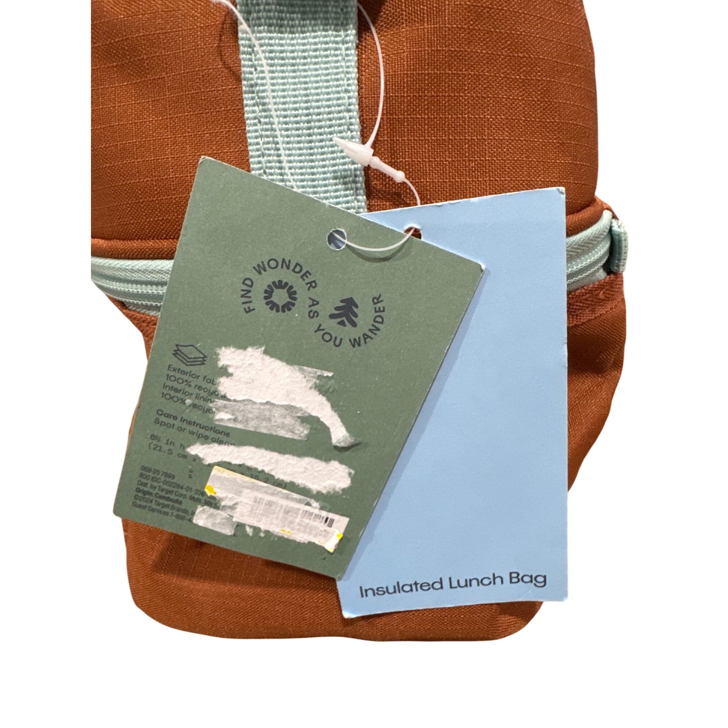 Embark Insulated Lunch Bag With Adjustable Strap & Zip Closure In Orange & Aqua