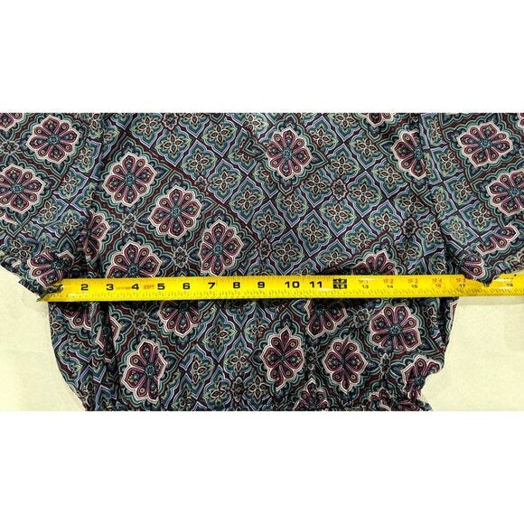 Nanette Lepore Blue & Purple Floral Patterned Short Sleeve Midi Dress Size 10
