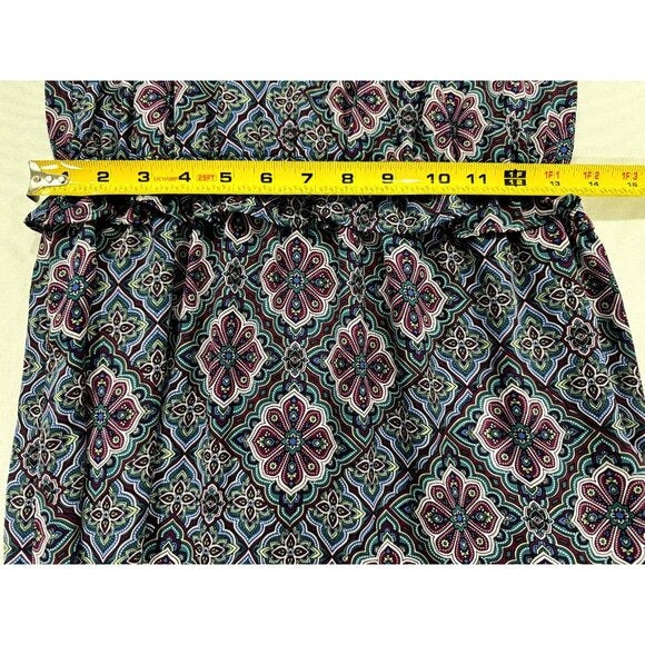 Nanette Lepore Blue & Purple Floral Patterned Short Sleeve Midi Dress Size 10