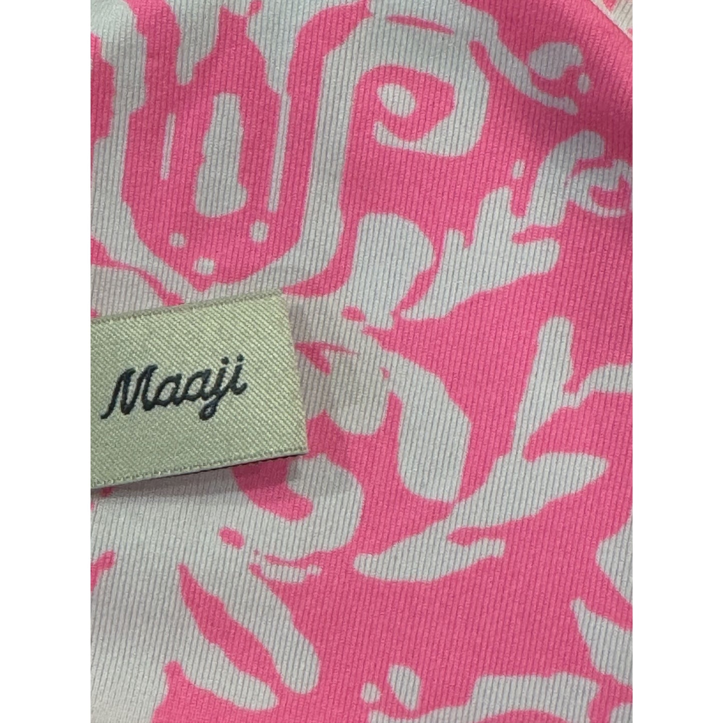 Maaji Women's Reversible Bikini Top With Floral Pink & Green Print Adjustable Straps 2-In-1 Design SMALL