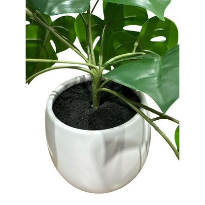 Artificial Monstera Leaf Plant In White Ceramic Pot By Threshold