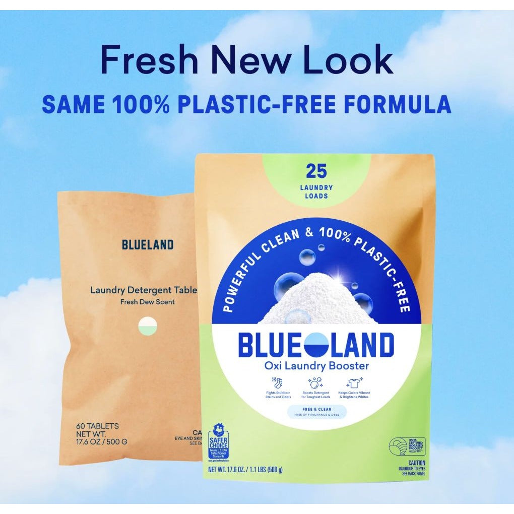 Blueland Oxi Laundry Booster Clear Skies Scent 2-Pack 25 Loads Each Powerful Clean Plastic-Free