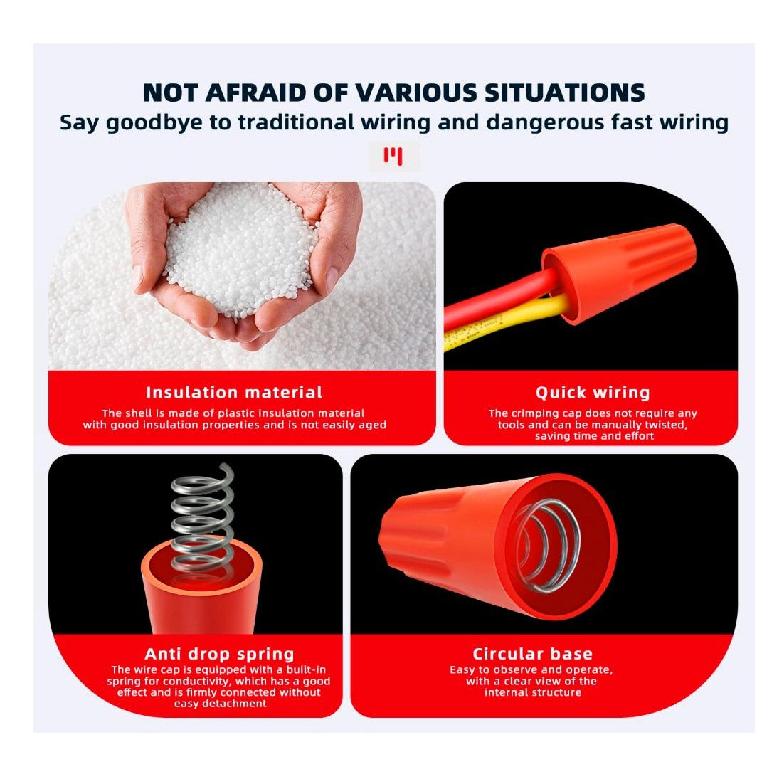 Electrical Wire Cap Connectors，150 PCS P3 Spring Insert Twist Caps Connection Electrical Wire Connectors Nuts Screw Terminals