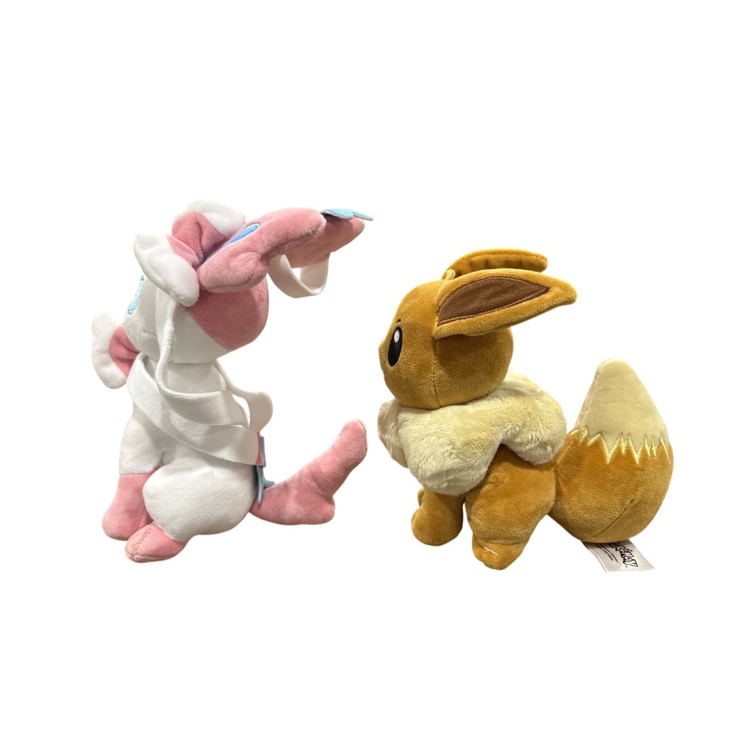 Sylveon and Eevee Plush Set - Soft & Collectible Pokemon Stuffed Toys - Approx. 8" Each