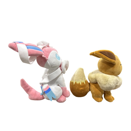 Sylveon and Eevee Plush Set - Soft & Collectible Pokemon Stuffed Toys - Approx. 8" Each