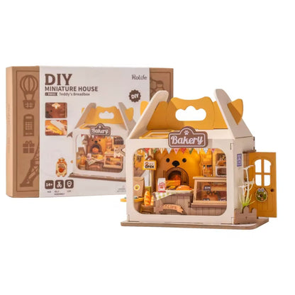 DIY Miniature House Kit Teddys Breadbox Bakery With LED Lights 105 Pcs By Rolife For Ages 14+
