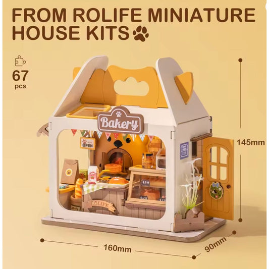 DIY Miniature House Kit Teddys Breadbox Bakery With LED Lights 105 Pcs By Rolife For Ages 14+