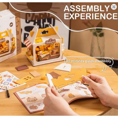 DIY Miniature House Kit Teddys Breadbox Bakery With LED Lights 105 Pcs By Rolife For Ages 14+