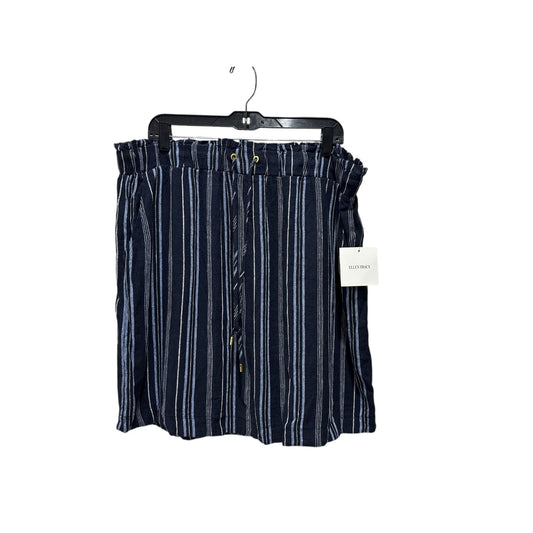Ellen Tracy Women's Navy & White Striped Pull-On Skirt With Drawstring Waist XL New