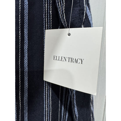 Ellen Tracy Women's Navy & White Striped Pull-On Skirt With Drawstring Waist XL New