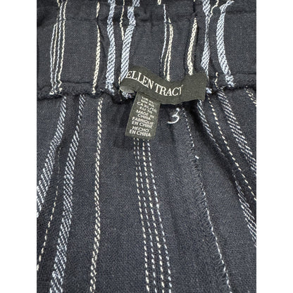 Ellen Tracy Women's Navy & White Striped Pull-On Skirt With Drawstring Waist XL New