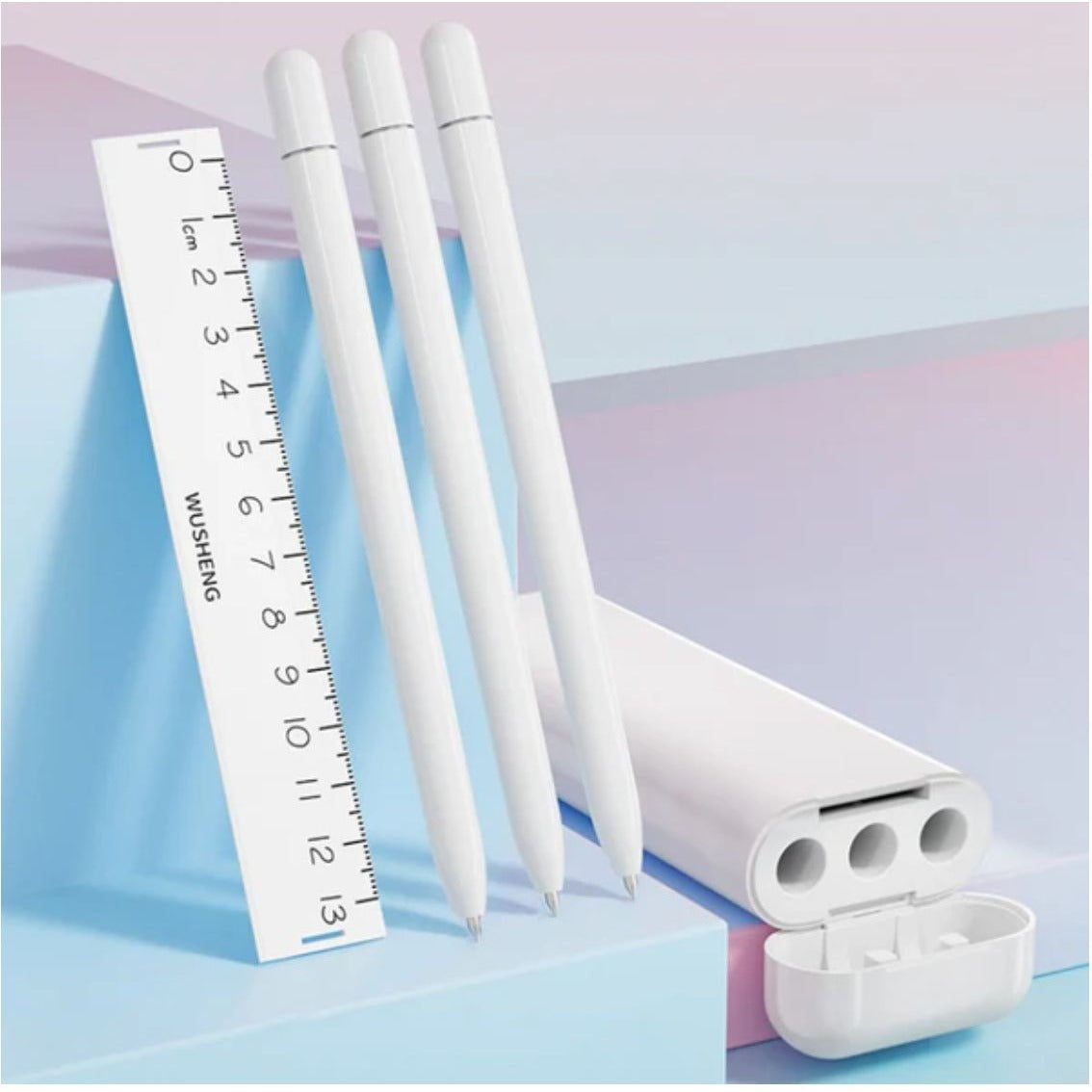 IMIUUC Minimalist And Portable High-Appearance Three-Pen & Ruler Stationery Box
