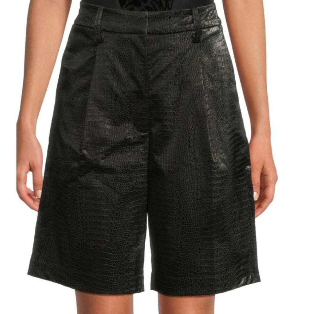 Favorite Daughter The Favorite Short In Black Croc-Embossed Faux Leather Size 29