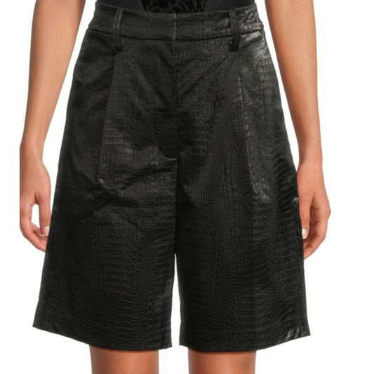 Favorite Daughter The Favorite Short In Black Croc-Embossed Faux Leather Size 29