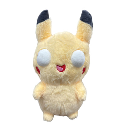 Cute Goofy Plush Pikachu-Inspired Toy With Big Eyes & Soft Yellow Fur