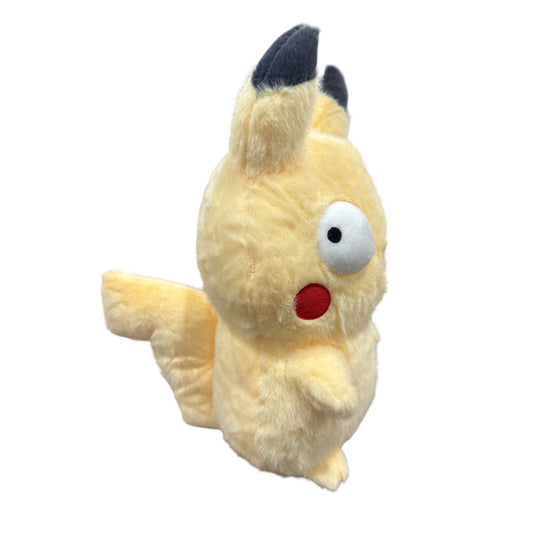 Cute Goofy Plush Pikachu-Inspired Toy With Big Eyes & Soft Yellow Fur