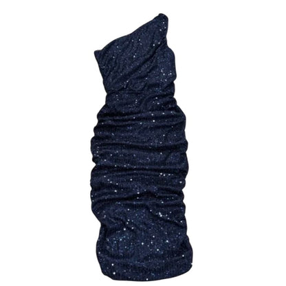 One-Shoulder Navy Sequin Dress By Love X Design Midi Length Size L
