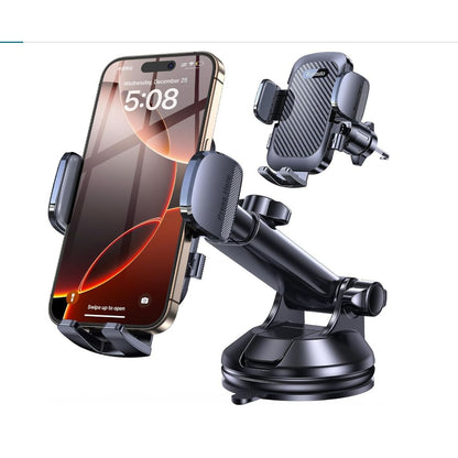 Car Phone Mount With Adjustable Arm & Secure Suction Cup For Dashboard & Windshield Use