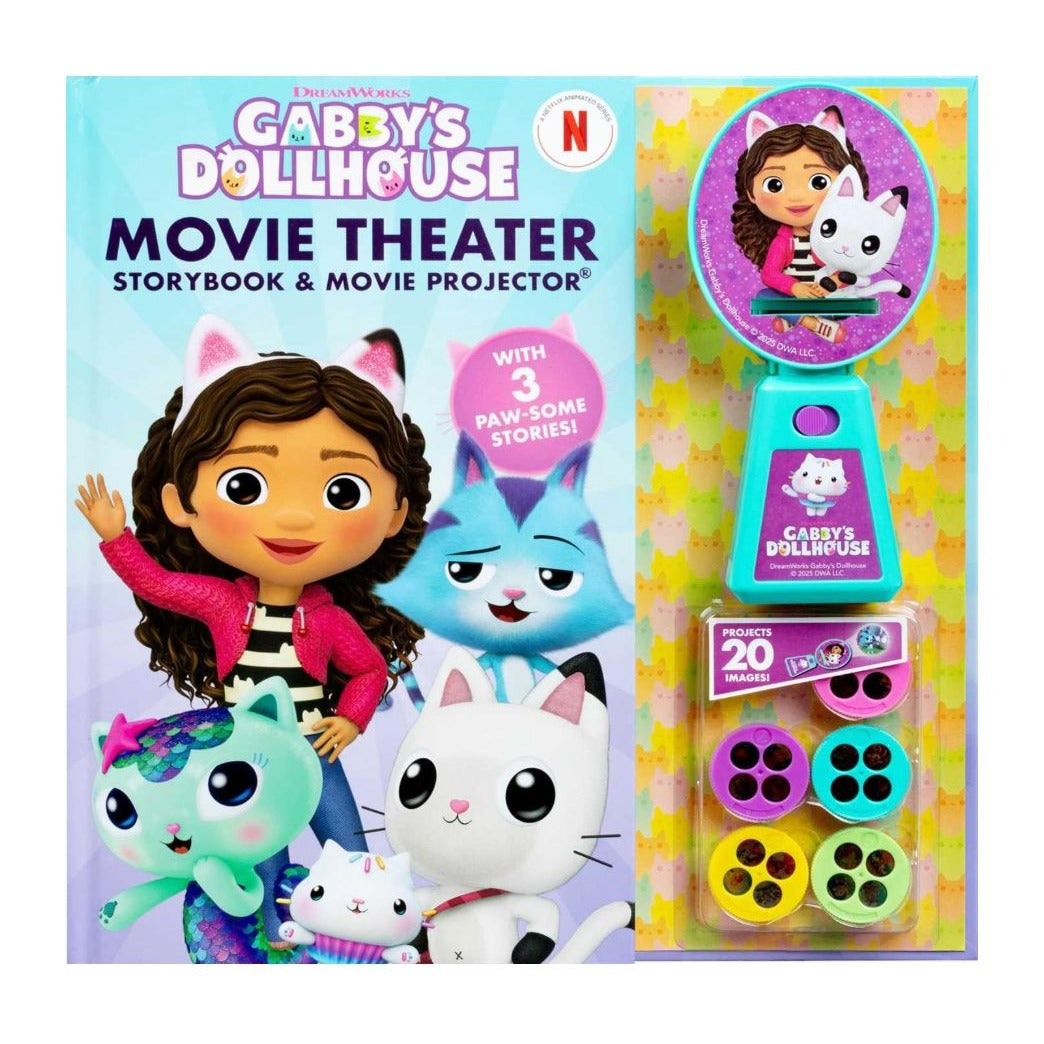 Gabbys Dollhouse Movie Theater Storybook & Projector With 3 Stories & 5 Discs Featuring 20 Images