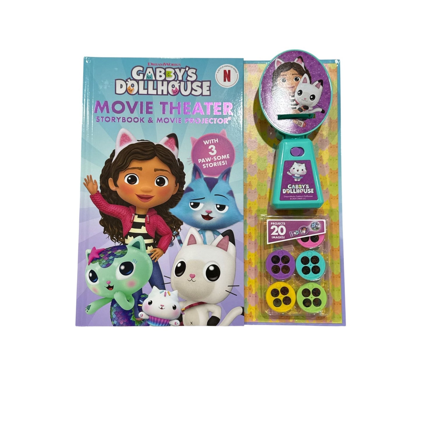 Gabbys Dollhouse Movie Theater Storybook & Projector With 3 Stories & 5 Discs Featuring 20 Images