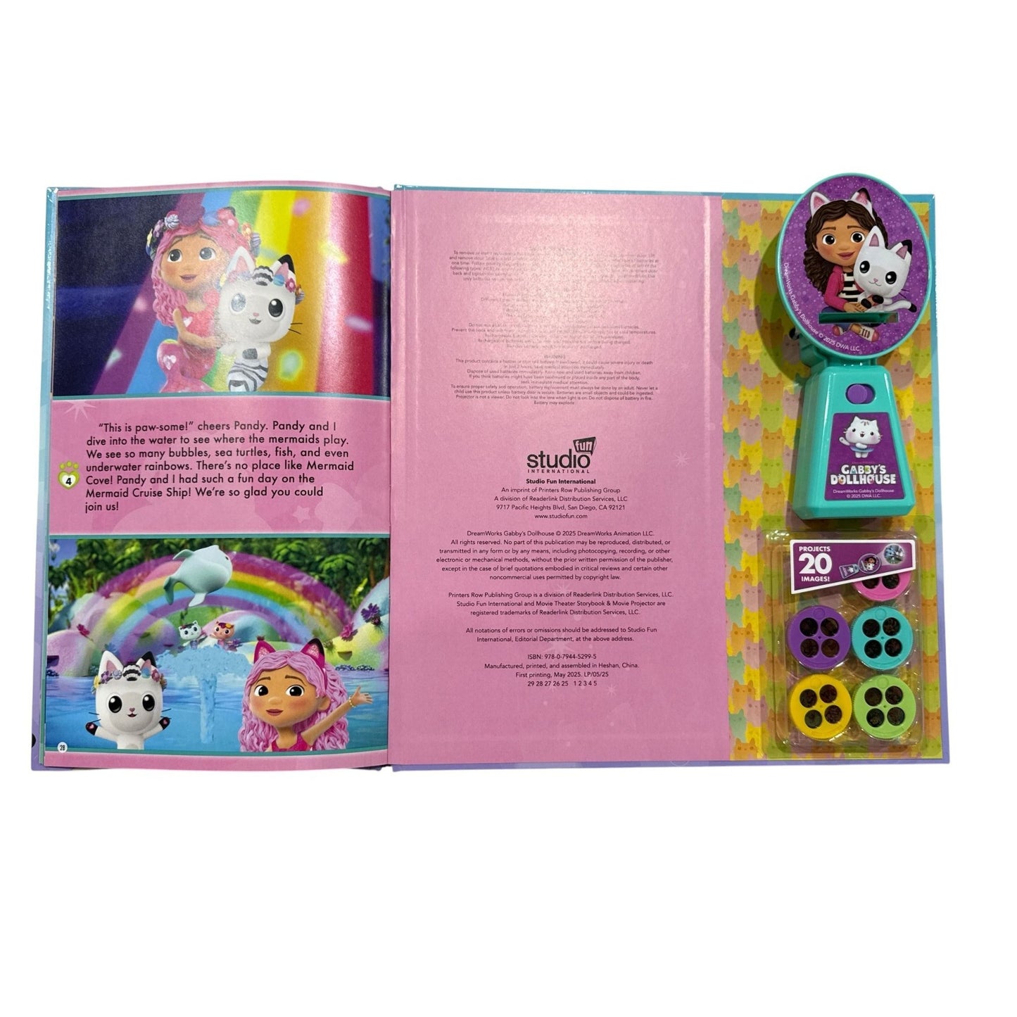 Gabbys Dollhouse Movie Theater Storybook & Projector With 3 Stories & 5 Discs Featuring 20 Images
