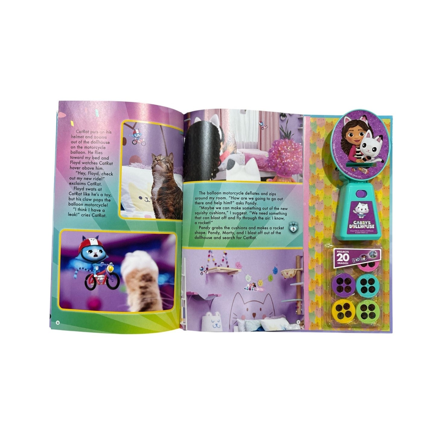 Gabbys Dollhouse Movie Theater Storybook & Projector With 3 Stories & 5 Discs Featuring 20 Images