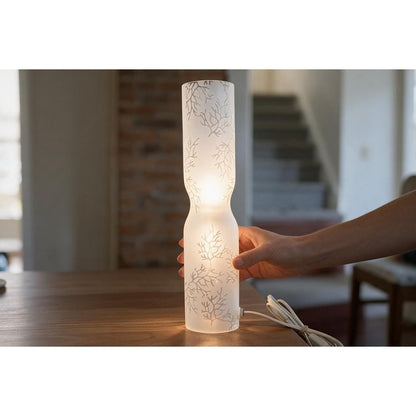 Vintage 18" IKEA Smärt Cylindrical frosted glass table lamp designed by Michiko Nakata