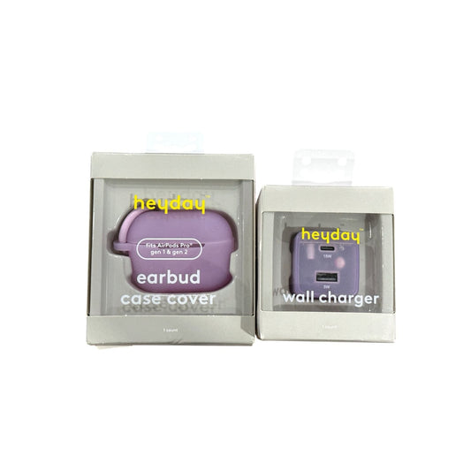 Heyday Earbud Case Cover For AirPods Pro Gen 1 & 2 And 15W Wall Charger Lavender