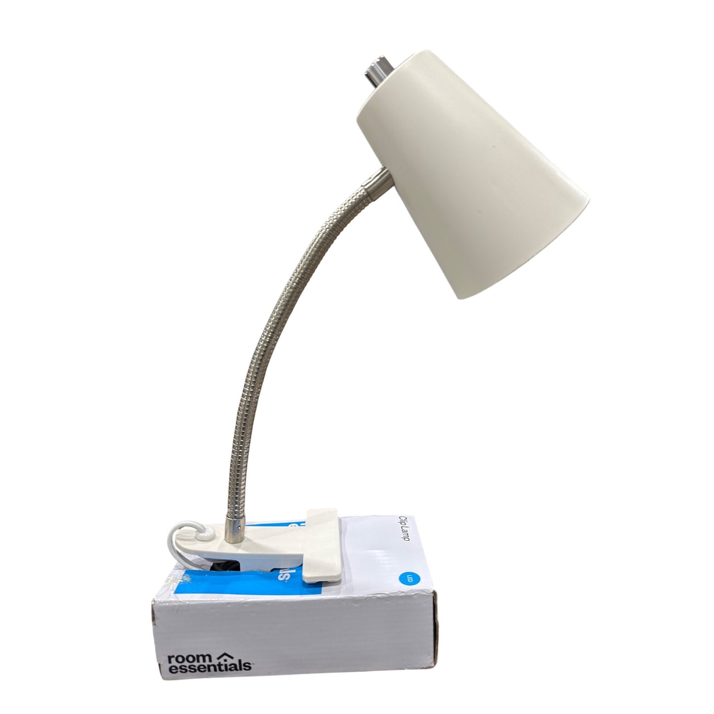Room Essentials White Clip Table Lamp With Flexible Neck & Built-In LED Bulb