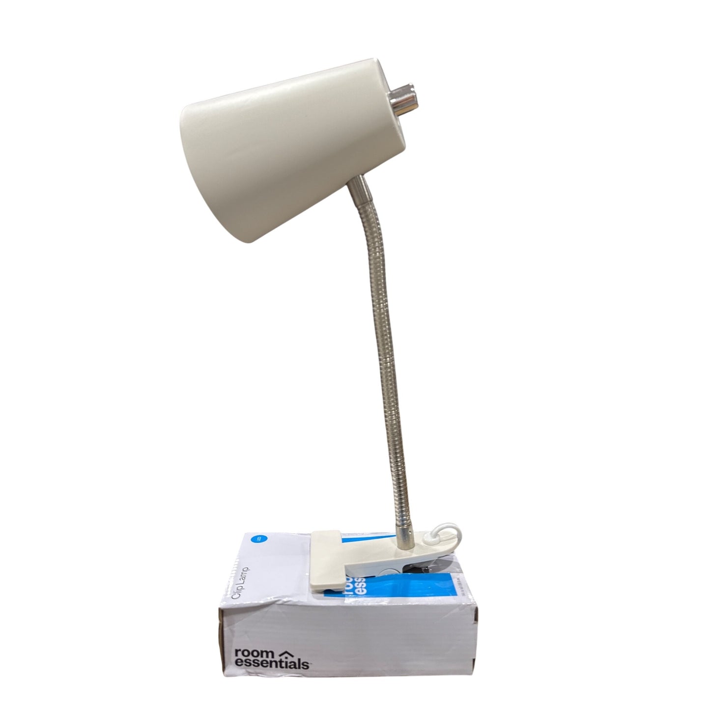 Room Essentials White Clip Table Lamp With Flexible Neck & Built-In LED Bulb
