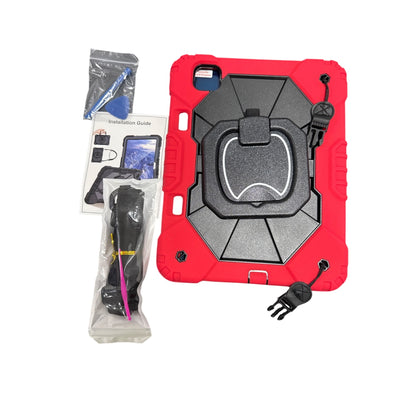 Shockproof Case For iPad Pro 11 Inch 2024 Red & Black With Screen Protector & Strap