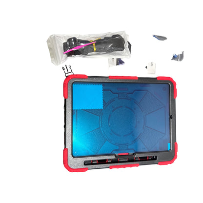 Shockproof Case For iPad Pro 11 Inch 2024 Red & Black With Screen Protector & Strap