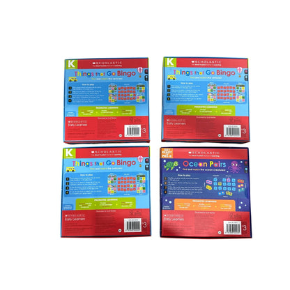Things That Go Bingo & Ocean Pairs Scholastic Early Learners Educational Games Set (4pcs. Set)