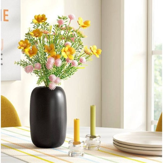 Room Essentials - Black Ceramic Pill Decorative Modern Minimalist Vases Set of 2