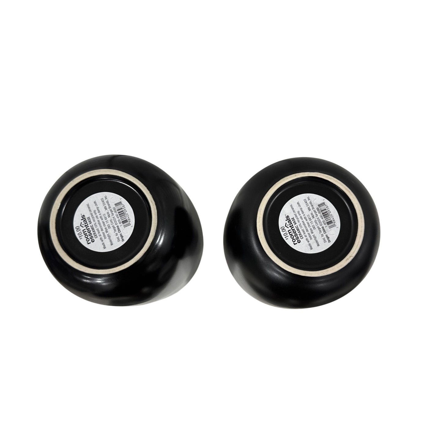 Room Essentials - Black Ceramic Pill Decorative Modern Minimalist Vases Set of 2