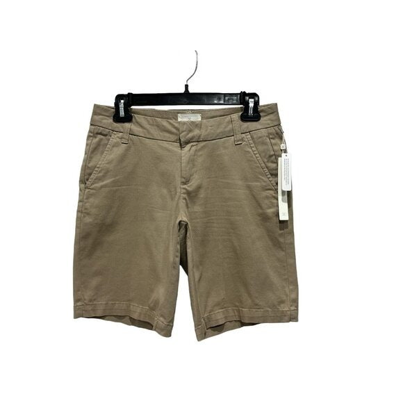 CASLON Women's Khaki Bermuda Shorts With Stretch Fabric & Belt Loops Size 00