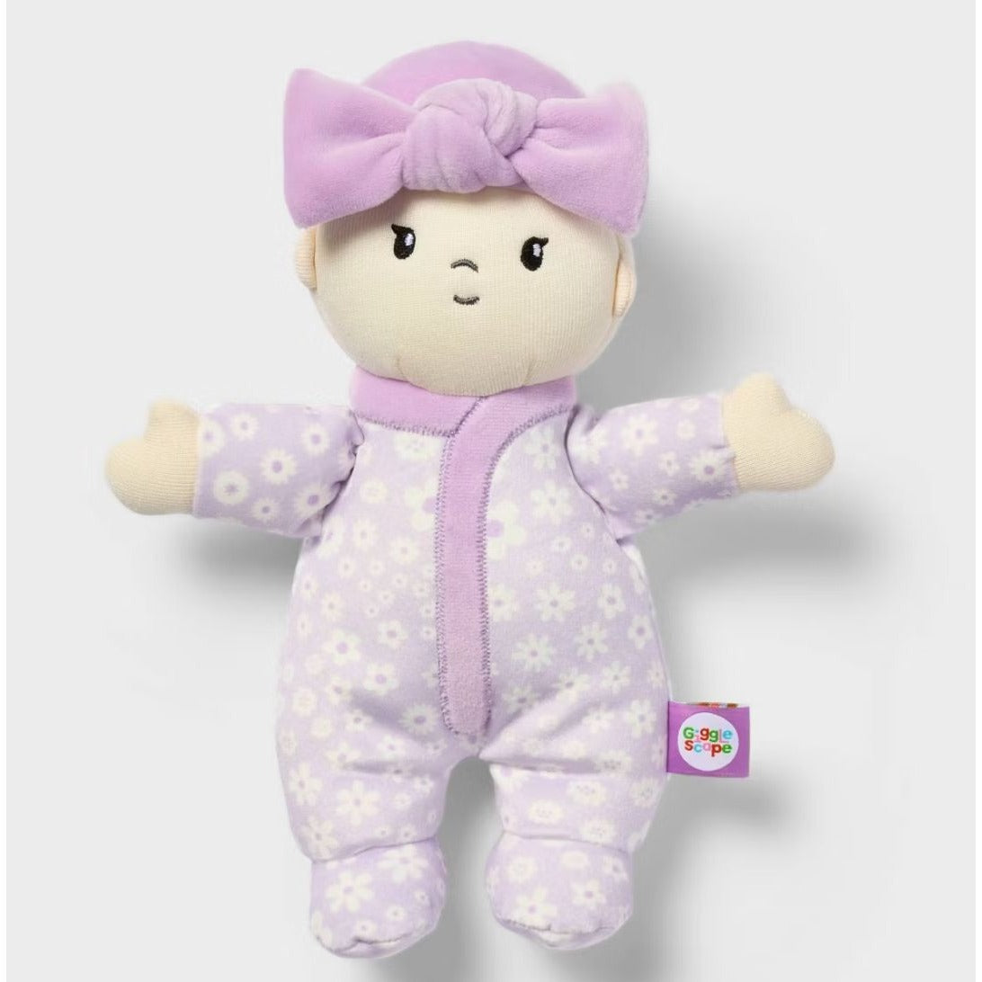 Giggle Scape Soft Little Baby Doll Lavender Floral Pajamas Plush Toy